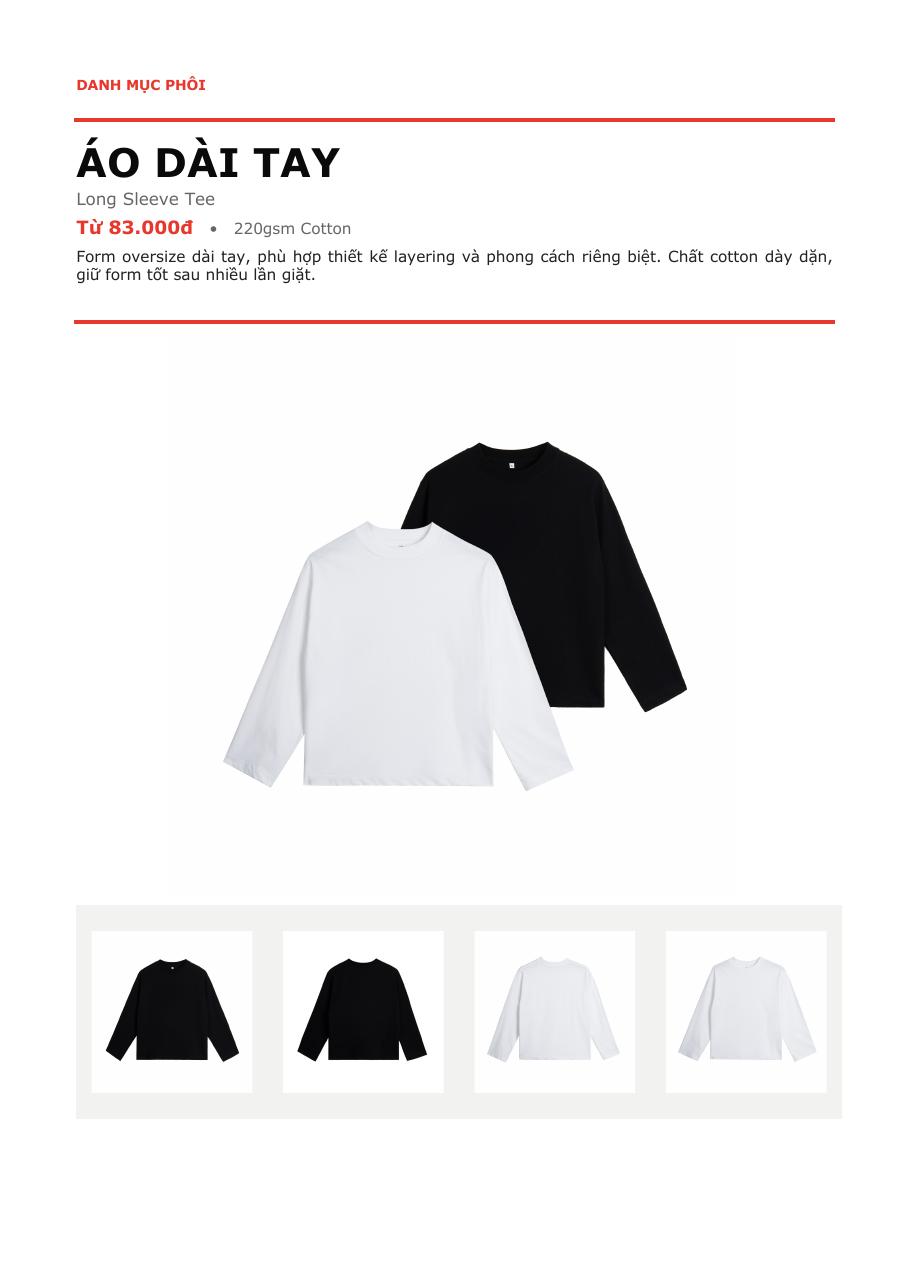 Áo dài tay Long Sleeve Tee 220gsm cotton