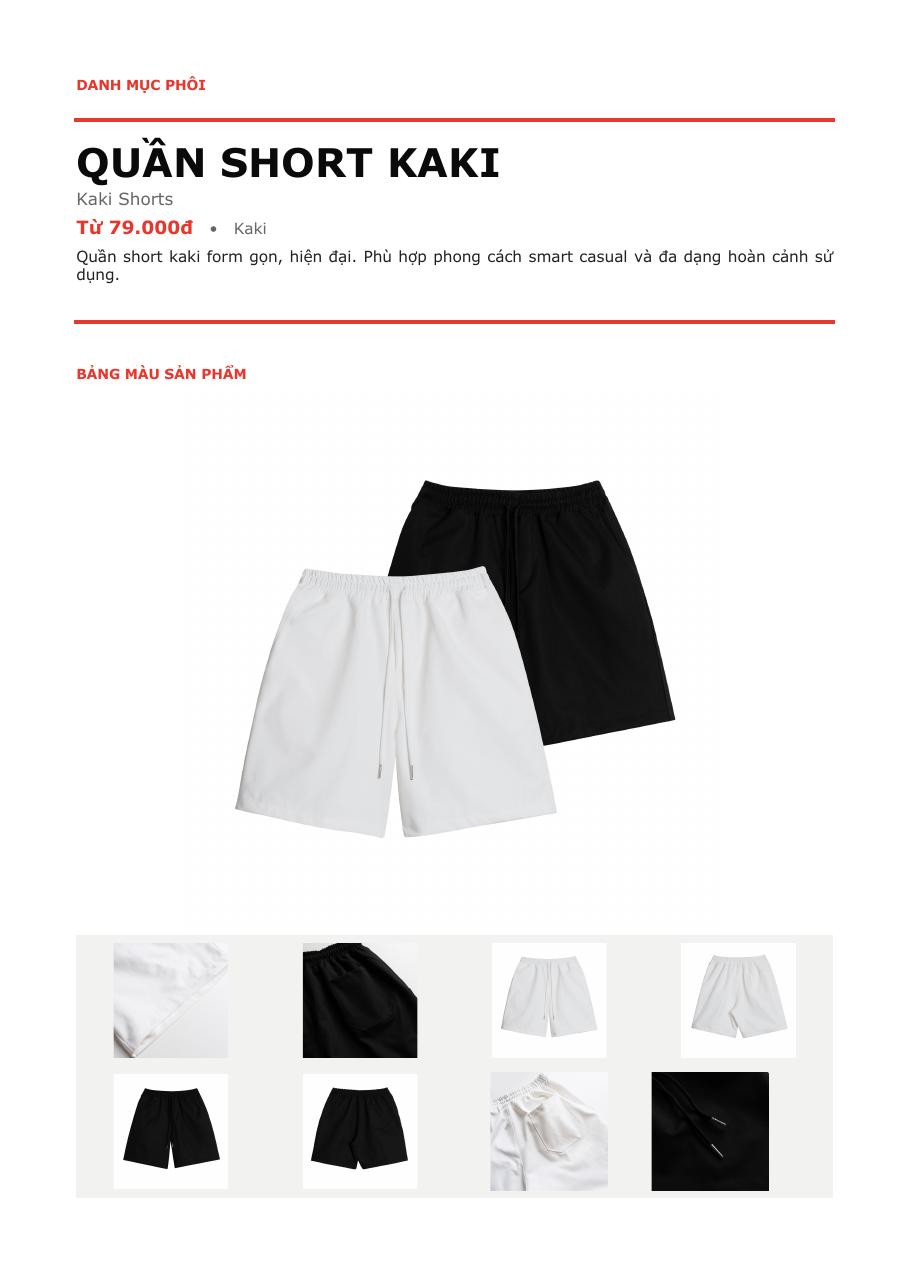 Quần short kaki form gọn hiện đại